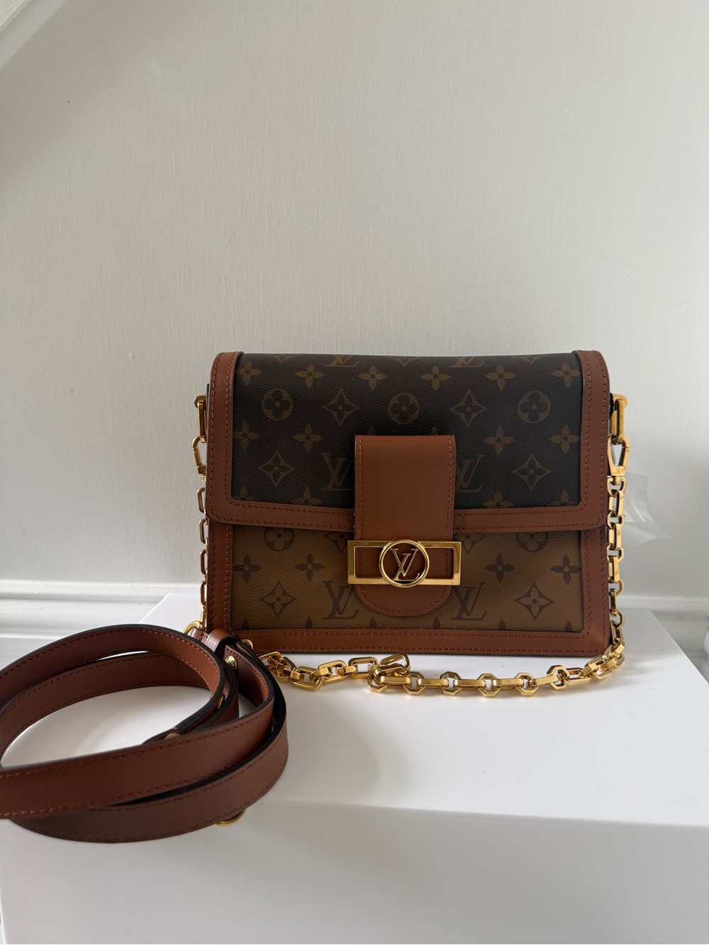 Louis Vuitton Brown Monogram Crossbody with Gold Chain